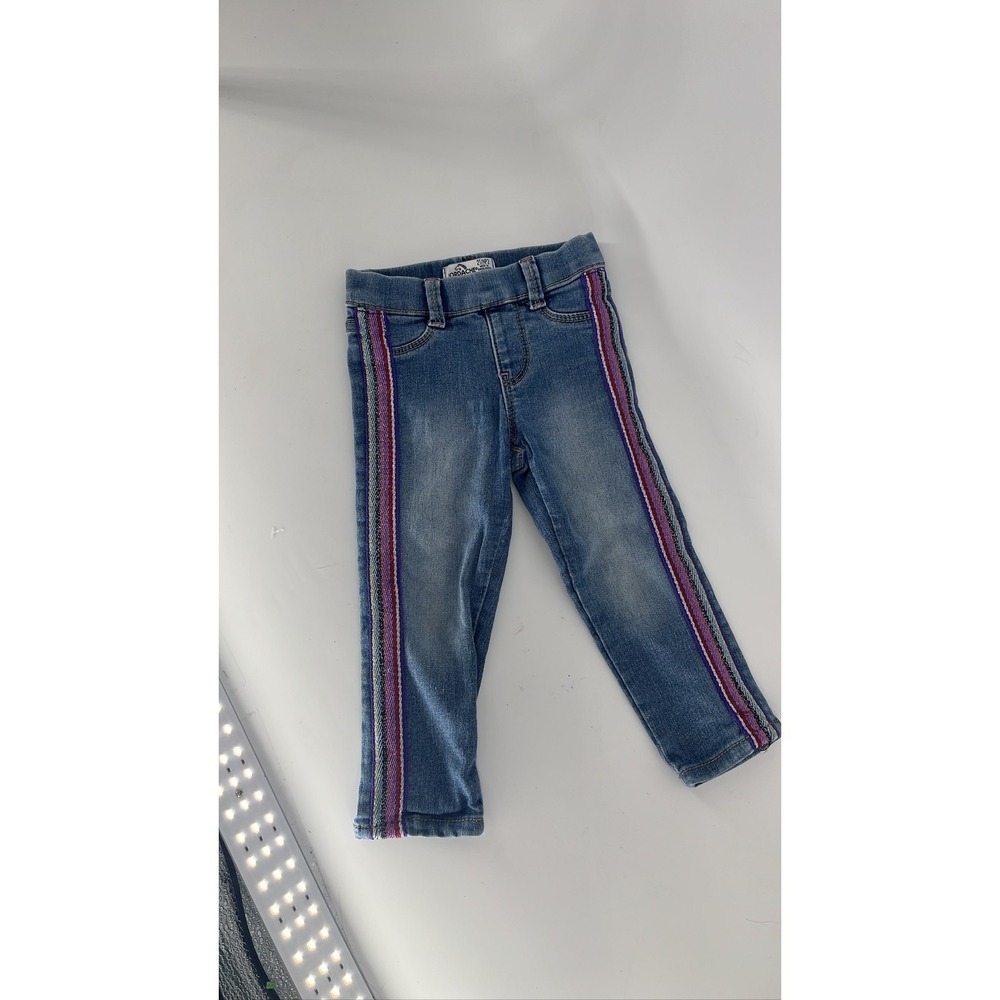 Jordache Toddler Girl 2T Jeans Rainbow‎ Side Stripe Denim